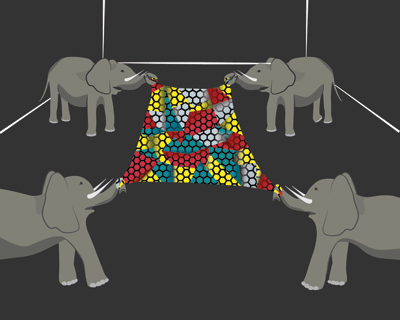 4 elephants, each pulling on a sheet of Graphene, and not tearing or breaking it.